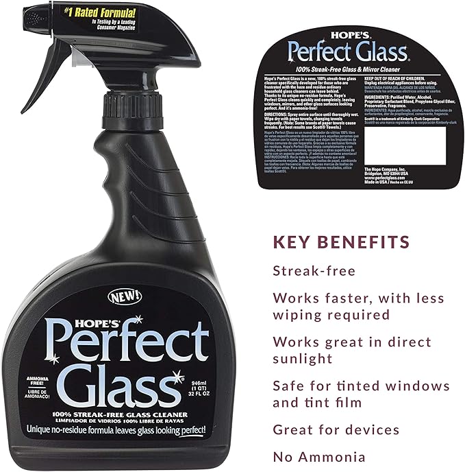 HOPE'S Perfect Glass Cleaner, Streak-Free, Ammonia-Free Window, and Shower Door - Image 2