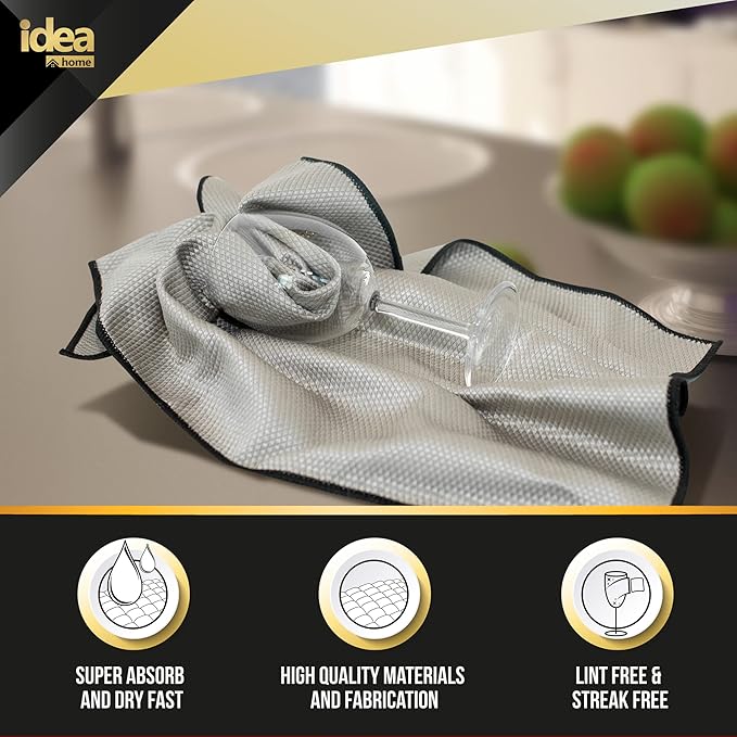 Idea Home Premium Microfiber Cleaning Cloth Ultra Absorbent Streak and Lint - Image 2