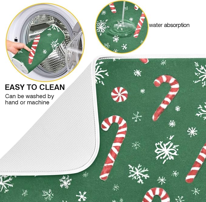 Christmas Candy Cane Dish Drying Mat - Image 2