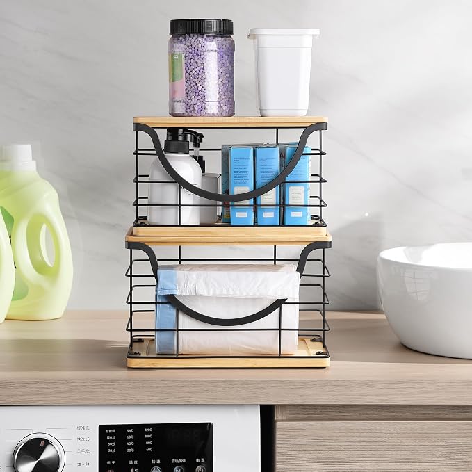 Extra Large Trash Bag Holder Stackable Kitchen Storage, 2 Pack Wall Mounted - Image 6
