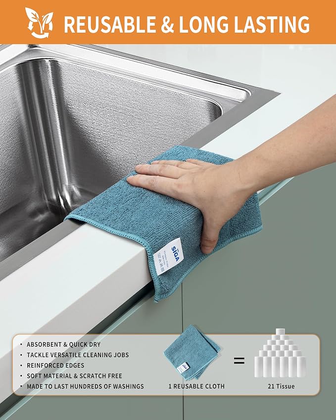 MR.SIGA Microfiber Cleaning Cloth, All-Purpose Microfiber Towels, Streak Free - Image 7
