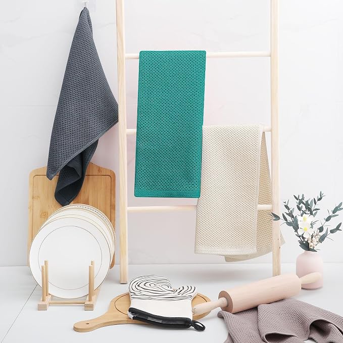 Homaxy 100% Cotton Waffle Weave Kitchen Dish Towels, Ultra Soft Absorbent Quick - Image 6