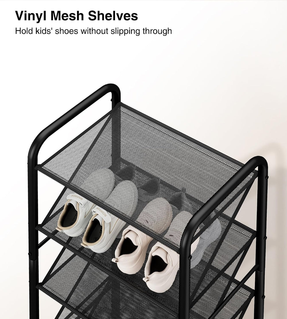 STO STO 8-Tier Narrow Shoe Rack with Lockable Wheels, Double-Sided Vinyl Mesh...