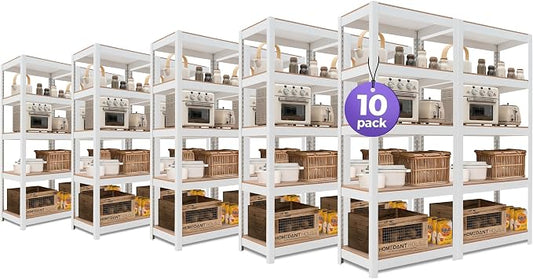 HOMEDANT House 5 Tier 24.4" W Laminated Metal Shelving Unit Adjustable Storage by TheBestOrganizingSolution