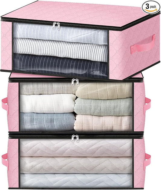 HomeHacks Storage 3-Pack Clothes Organizer Storage Bags Foldable Storage Box by HomeHacks
