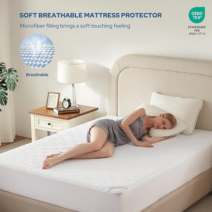 BEDLORE Waterproof Mattress Protector, Queen Size Noiseless Mattress Pad - Image 3