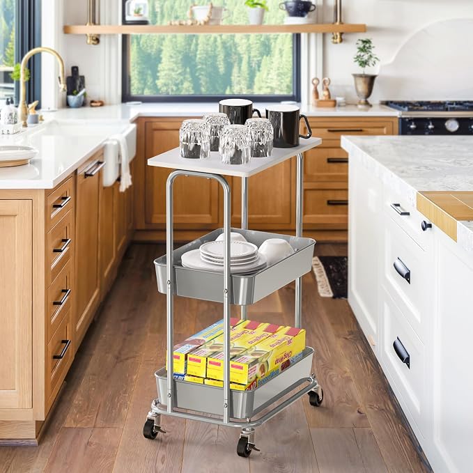 Simple Houseware 2-Tier Rolling Utility Cart - Image 7