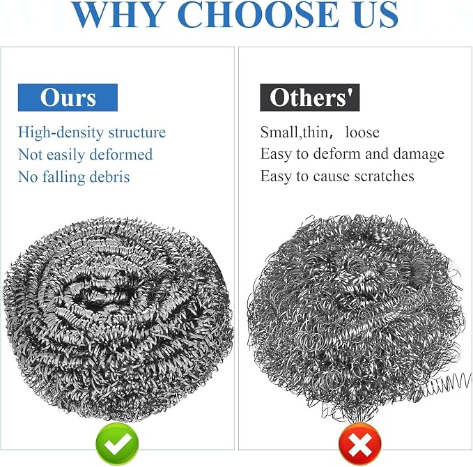 40 Pcs Stainless Steel Scrubber Bulk, Heavy Duty Steel Wool Scrubber 40 Gram - Image 5