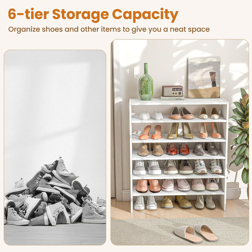 GOFLAME 6-Tier Shoe Rack 2 Pack, Stackable Shoe Storage Organizer, Freestandi...