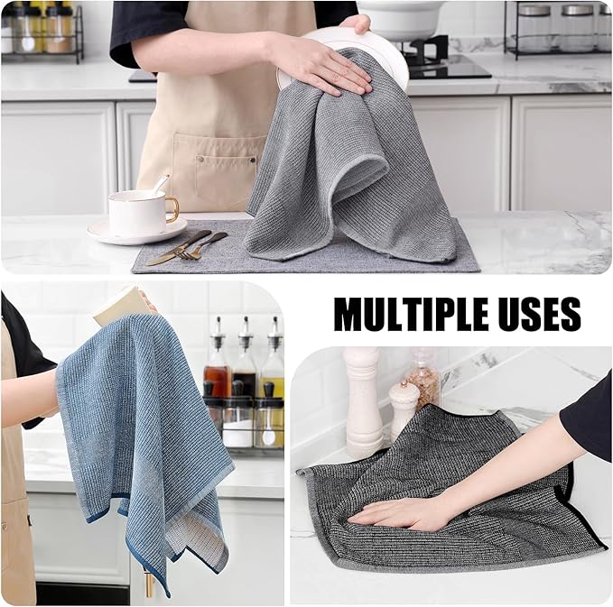 Homaxy Premium Kitchen Towels, Large Cotton Kitchen Hand Towels, Flat and Terry - Image 4