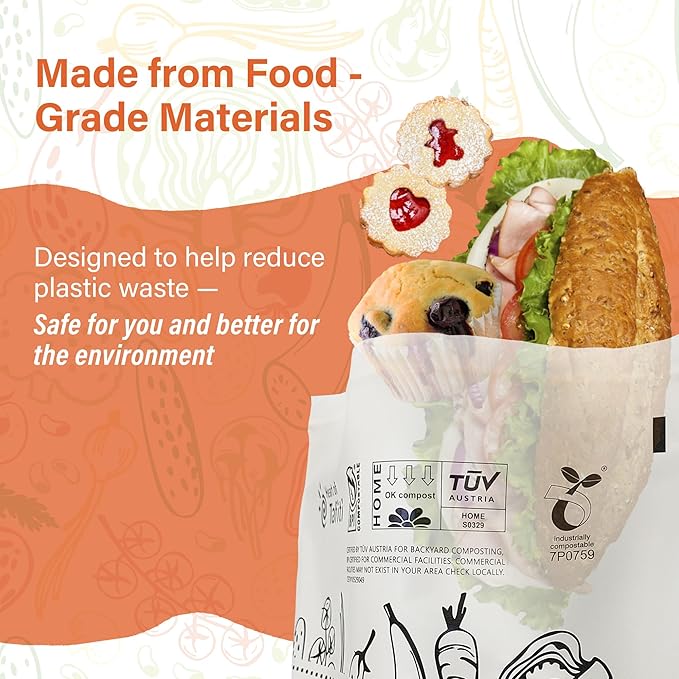 Compostable Food Storage Bags, Resealable Quart Bags, 7 x 7.4 inches, Extra - Image 5