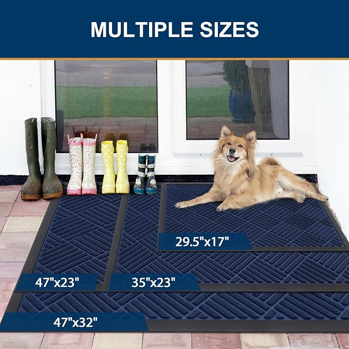 Smiry Front Door Mat Outside Entrance, Heavy Duty Outdoor Indoor Natural Rubber - Image 2