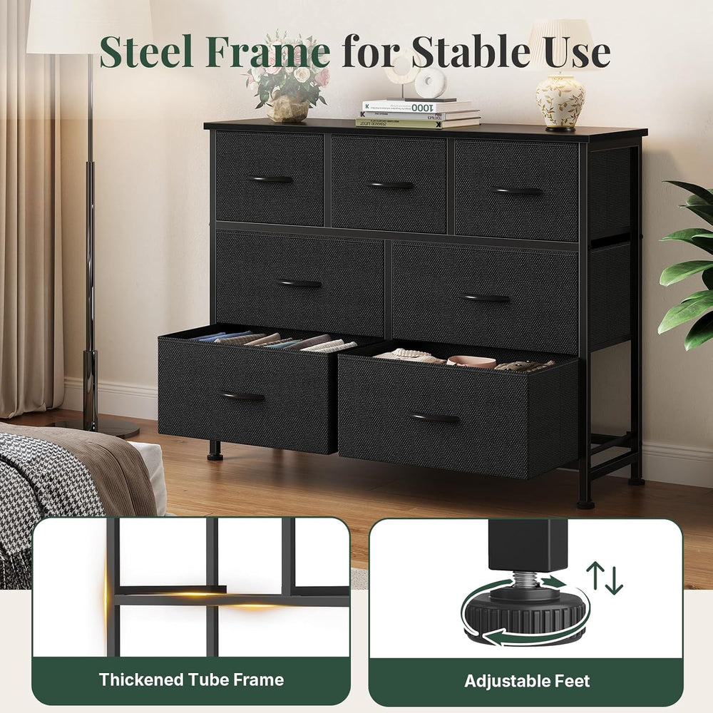 Fabric Dresser for Bedroom with 7 Drawers, Chest of Drawers
