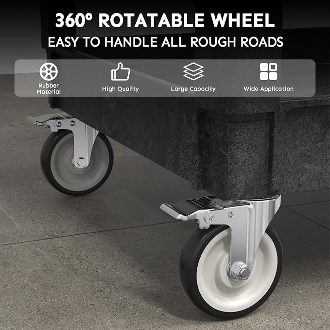 Utility Cart on Wheels, Heavy Duty Large Flat Top Rolling Service Cart - Image 4