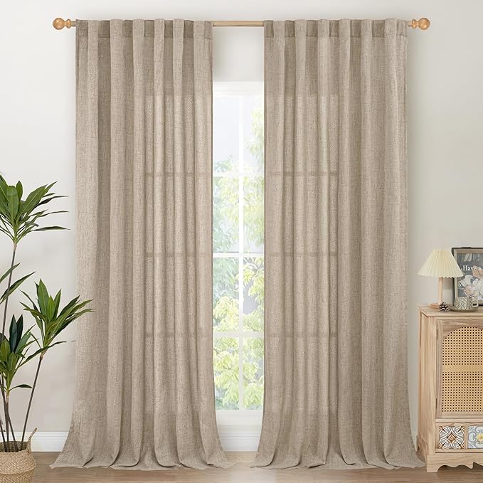 YoungsTex Dark Oatmeal Linen Curtains 102 Inch Length by YoungsTex