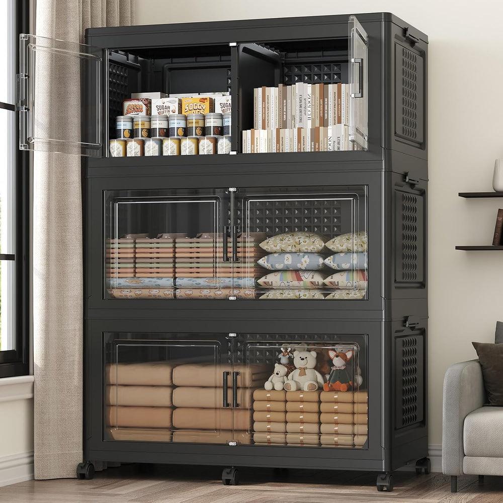 120Gal Stackable Storage Bins with Lid, 480Qt Extra Large Collapsible Storage...