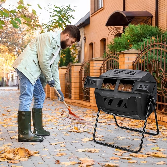 Nova Microdermabrasion 43 Gallon Compost Tumbler Bin Composter Dual Chamber BPA - Image 6