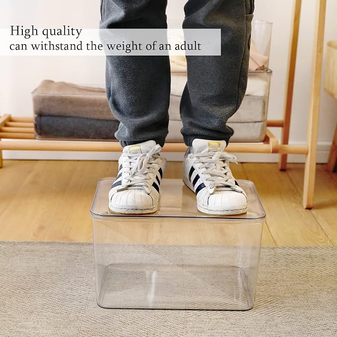 Storage Boxes, 5 Packs Transparent Food Organizer, Stackable Lidded Storage Bins - Image 3
