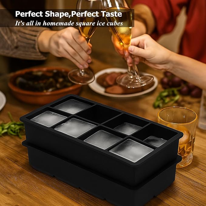 Bangp Large Ice Cube Tray for Whiskey, 2 Pack Stackable Big Ice Cube Molds Make - Image 4