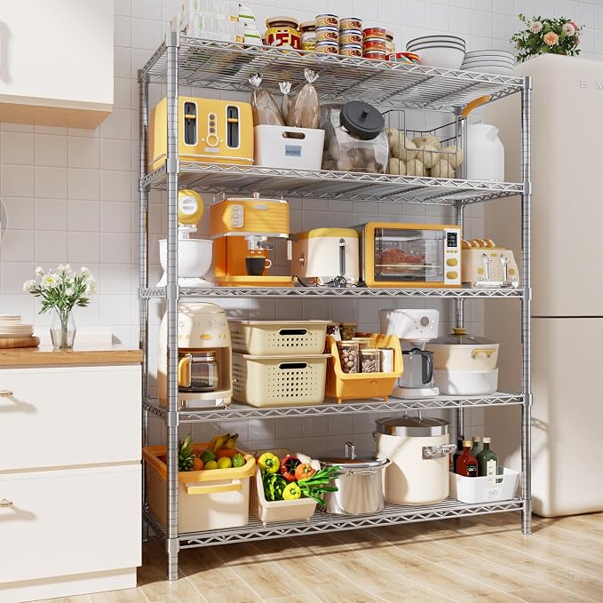 Storage Shelves, 5-Tier Adjustable Metal Industrial Utility Shelf Rack