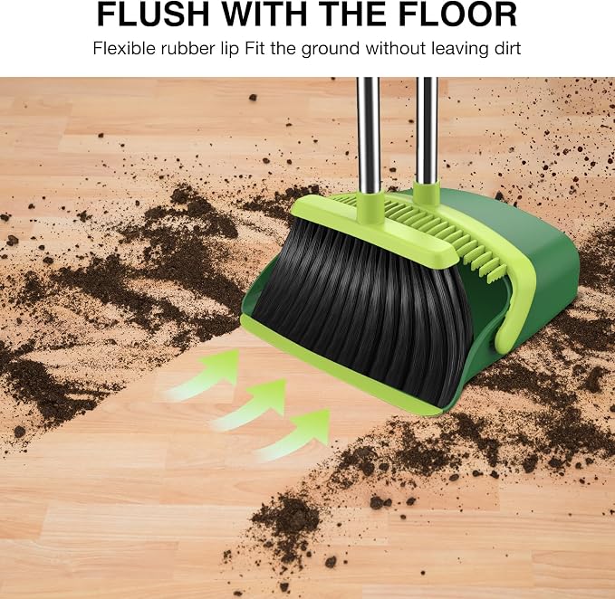 Broom and Dustpan Set, 52-in Long Adjustable Handle Broom Dustpan Combo - Image 5