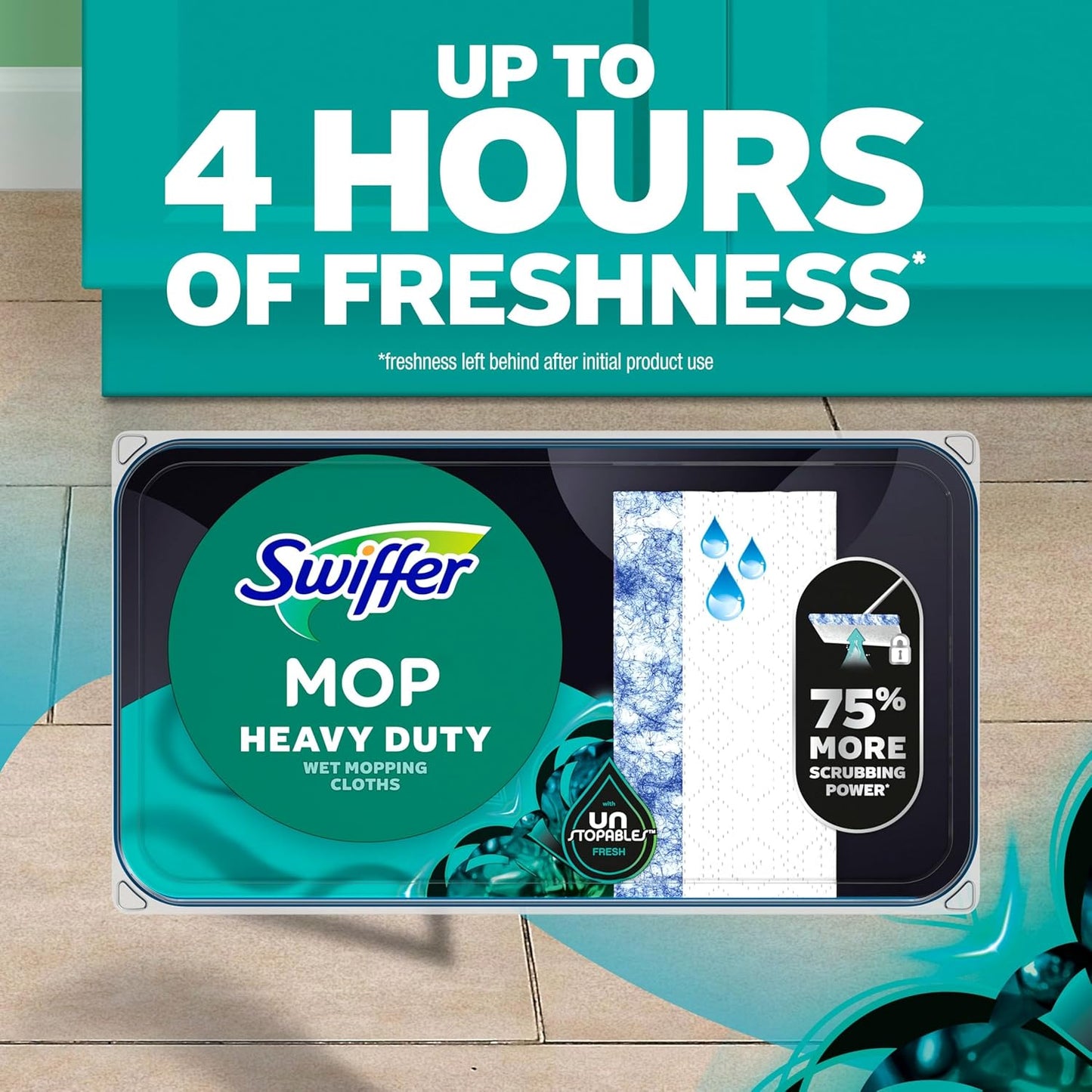 Swiffer Heavy Duty Mop Wet Multi-Surface Cloth Refills for Floor Mopping and Cleaning, Gain and Unstopables Scents, 30 count