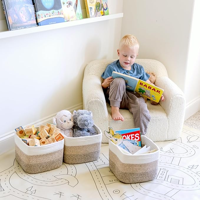 NaturalCozy Storage Cubes 9”x9”x7”Cotton Rope Woven Baskets - Image 4