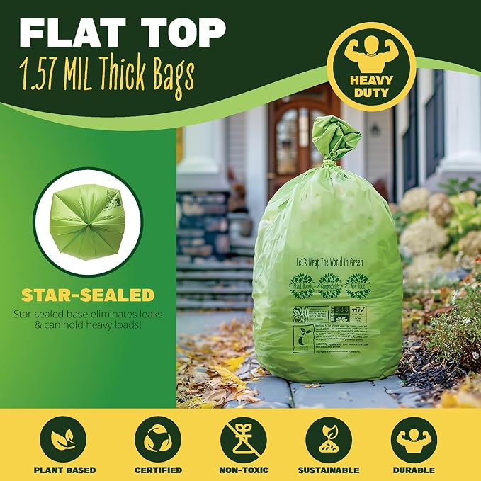 50-55 Gallon Compost Bags, Heavy Duty Compostable Trash Bags, 1.57 Mil Extra - Image 3