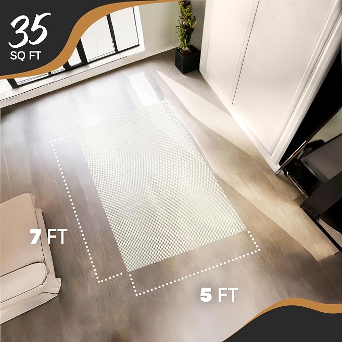 Nevlers 5'x7' White Anti Slip Rug Mat Non Skid Design | PVC Non Slip Rug Pads | - Image 4