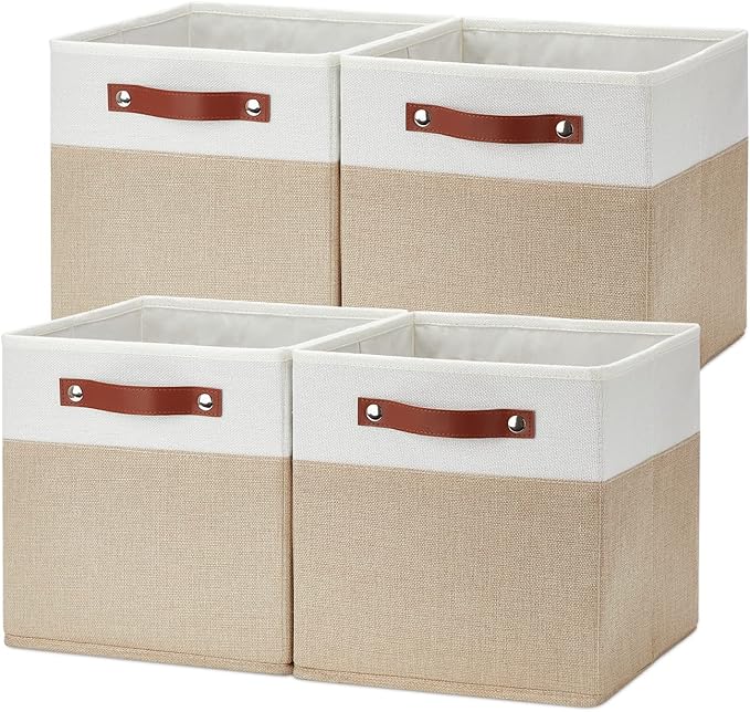 Temary Fabric Storage Cubes Bins, 11 inch Cube Storage Baskets, Foldable Cube by TEMARY