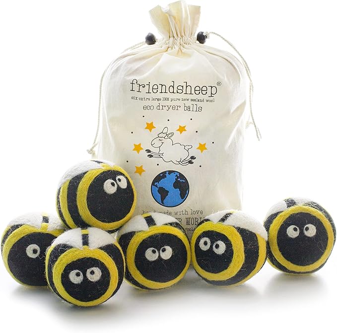 Friendsheep Wool Dryer Balls 6 Pack XL Organic Premium Reusable Cruelty Free by Friendsheep
