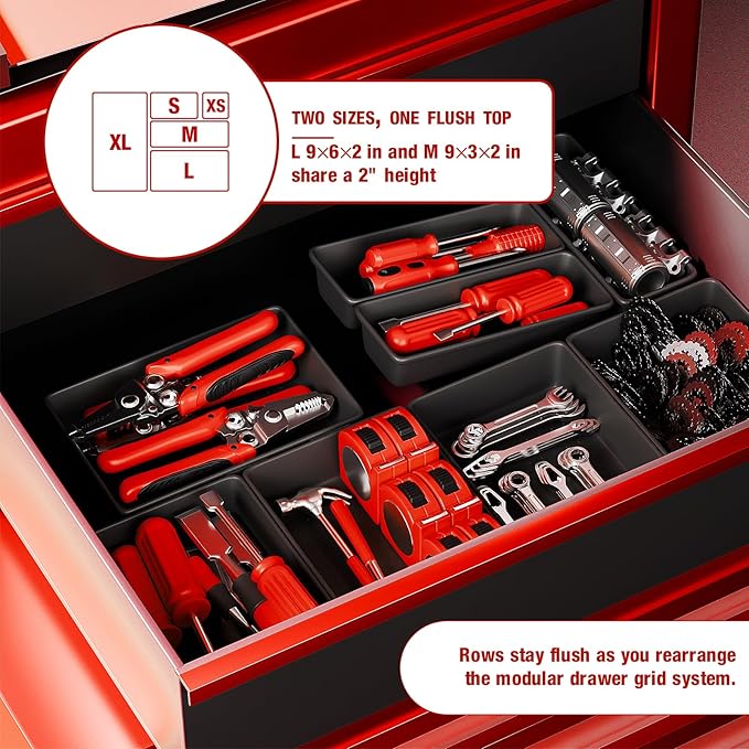 10 PCS Tool Box Drawer Organizers, Large & Medium Tool Trays - Image 4