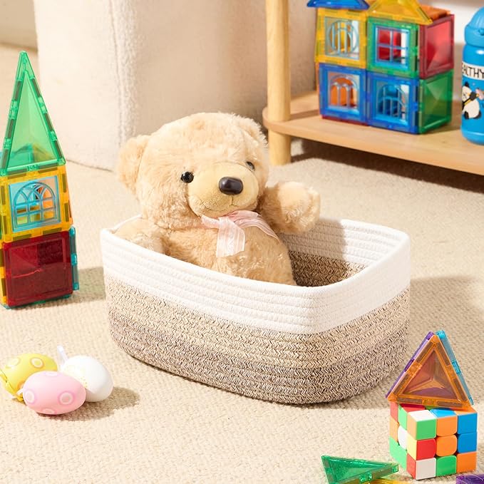 Small Storage Baskets for Organizing | Closet Organizer Bins | Shelf Toy Basket - Image 4