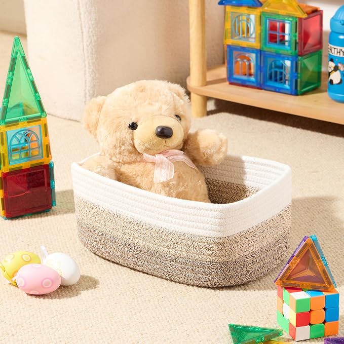 Small Storage Baskets for Organizing | Closet Organizer Bins | Shelf Toy Basket - Image 4