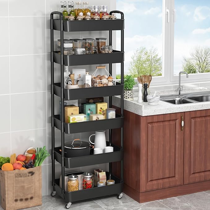 Sywhitta 6-Tier Plastic Rolling Utility Cart - Image 3
