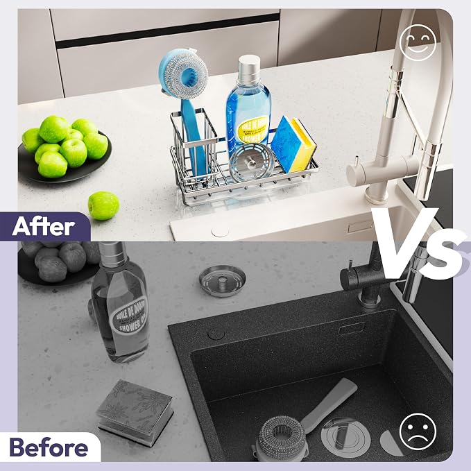 SWTYMIKI Kitchen Sink Caddy Sponge Holder, Kitchen Sink Organzier and Storage - Image 6