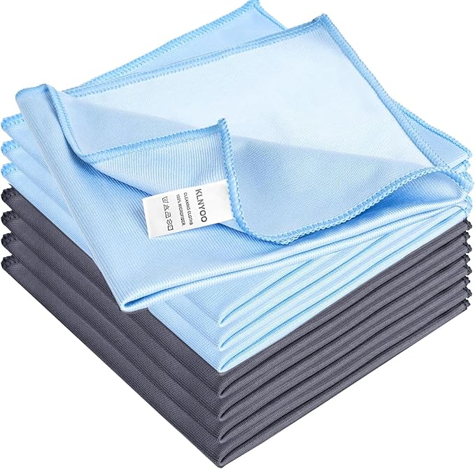 KLNYOO Microfiber Glass Cleaning Cloths Lint Free Streak Free Quickly and by KLNYOO