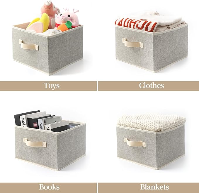 Storage Baskets, 11-Inch Woven Fabric Bins, Storage Cubes - Image 3