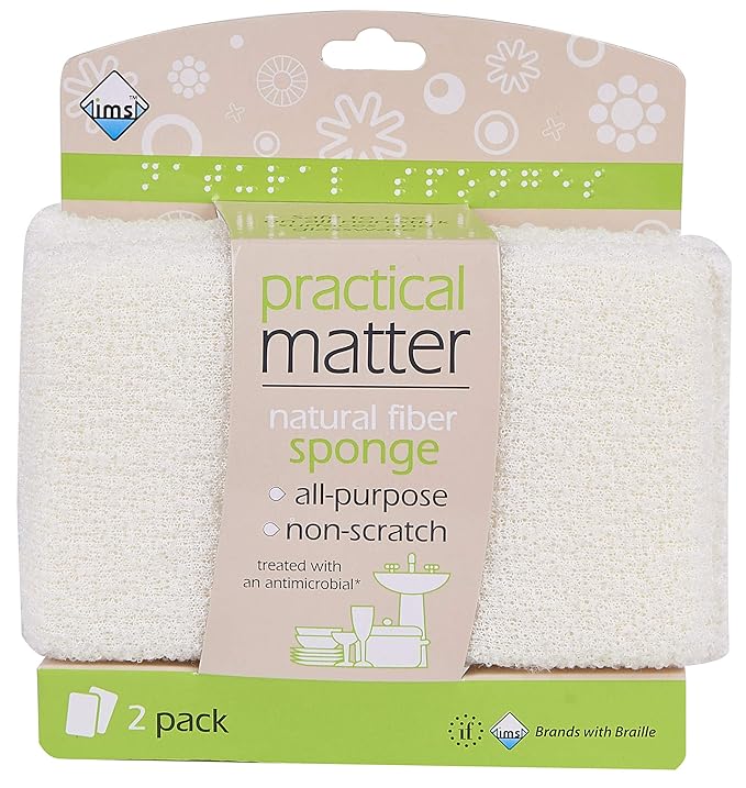 Practical Matter Kitchen Sponge, Organic Cotton Fiber All-Purpose Dish Sponges by Cleanlogic