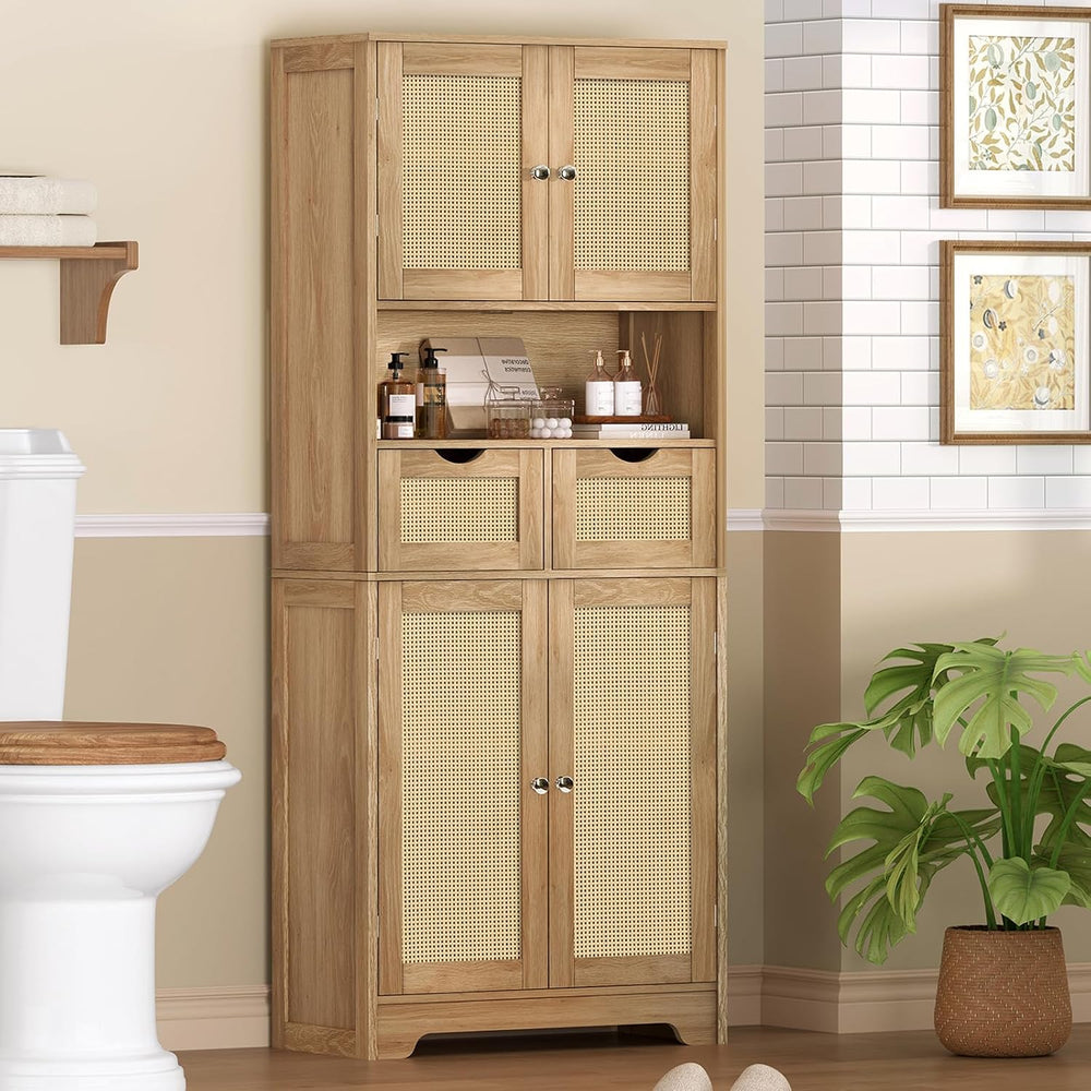 TEENFON 57.8" H Tall Storage Cabinet with 2 Drawers & 2 Adjustable S...