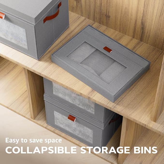 Large Storage Bins with Lids, Stackable&Collapsible Closet Storage Bins - Image 7