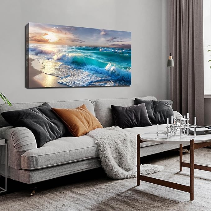 GUGIKA Ocean Wall Art for Living Room, Size 48 x 24 Inches by GUGIKA