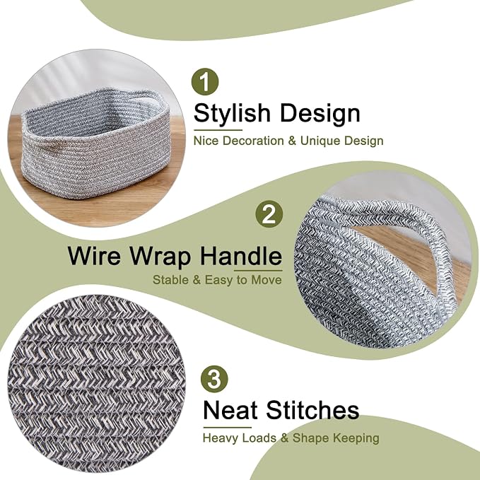 OIAHOMY Cotton Rope Baskets, Woven Baskets - Image 4