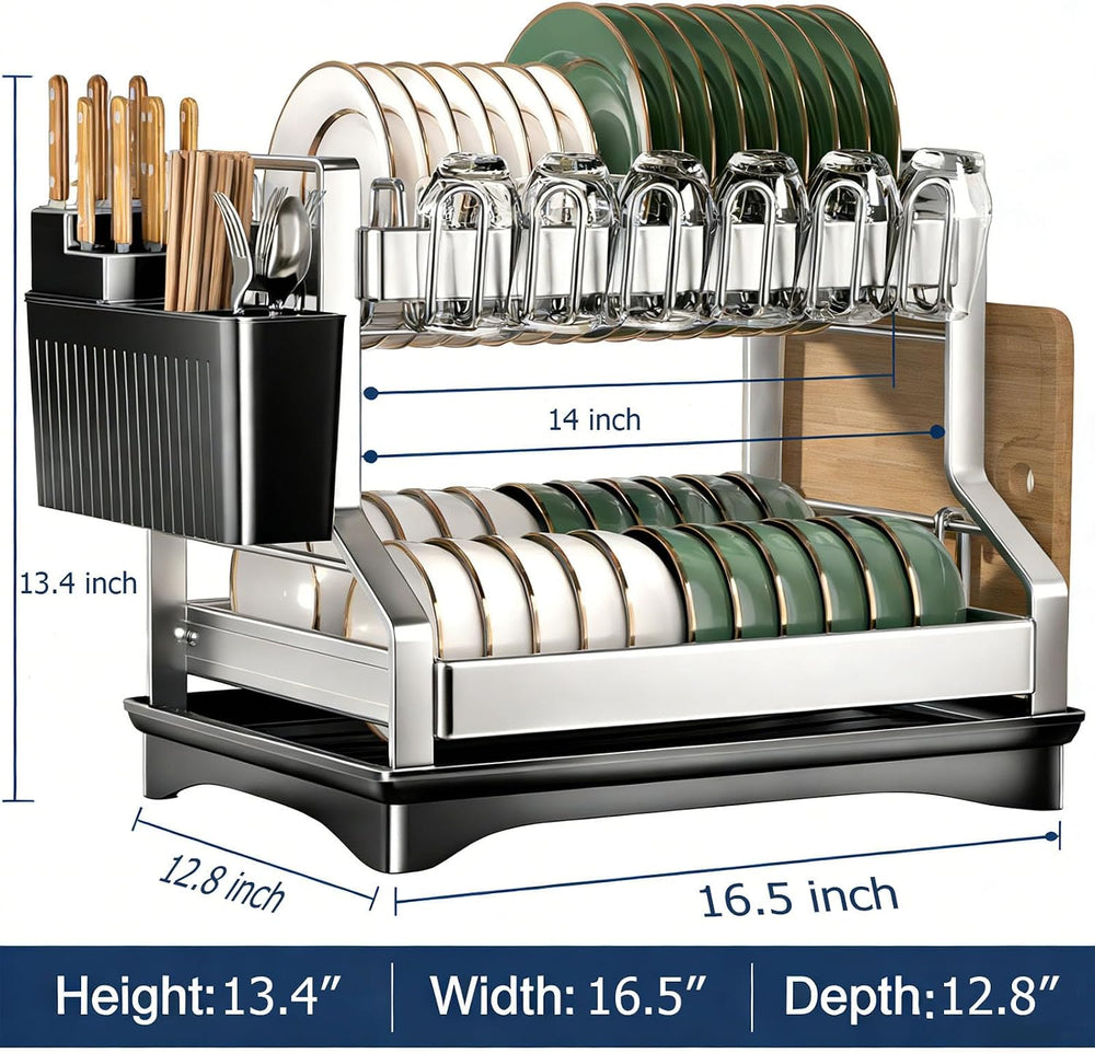 Fandian Dish Drying Rack 2 Tier Dish Racks for Kitchen Counter and Sink, Larg...