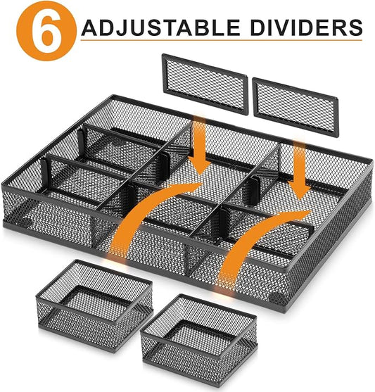 Marbrasse 3 Packs Desk Drawer Organizers, Metal Mesh Dividers Desk Drawer - Image 2
