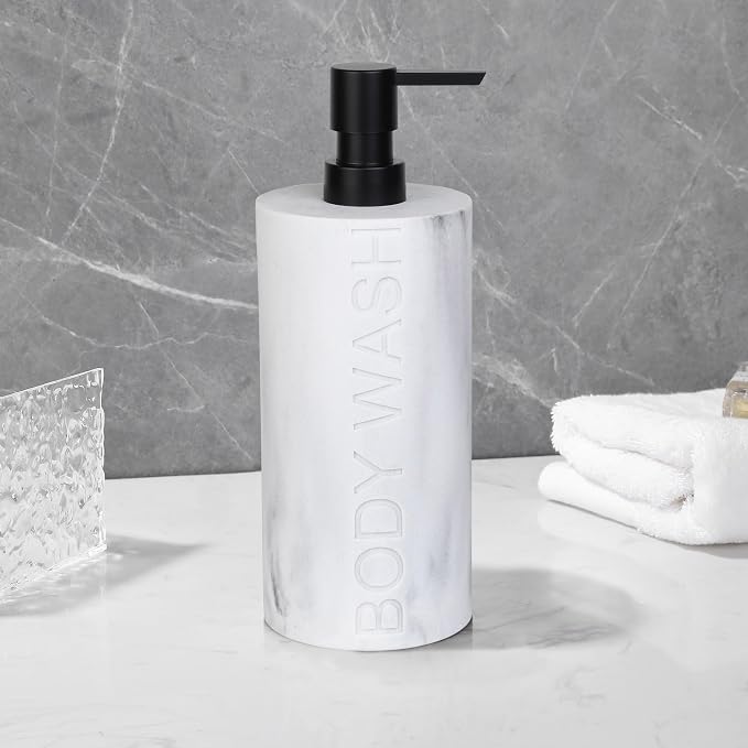 White Body Wash Dispenser Luxurious Refillable Pump Bottle - Image 8
