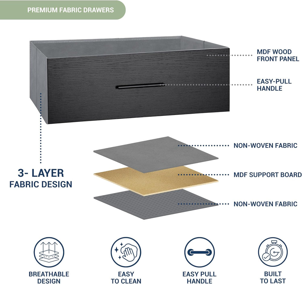 5-Drawer Dresser w/Fabric Drawers, Modern, Storage Chest,Black