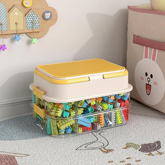 Toy Storage Organizer Box with Handle, Stackable Building Block Toy Box with by joyingbaby