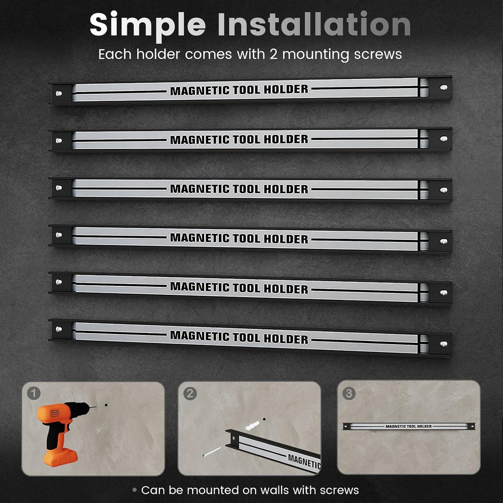 Goplus 6PCS 18" Magnetic Tool Holder, Wall Mounted 176LBS Capacity Magne...