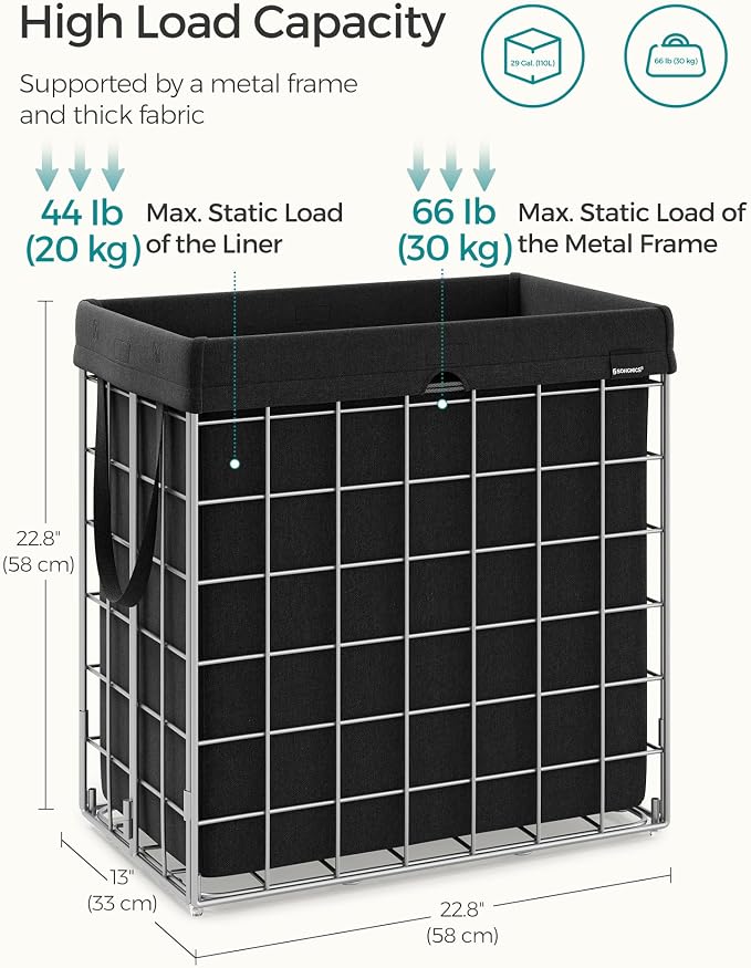SONGMICS 29 Gal. Laundry Basket, Laundry Hamper, Collapsible Clothes Hamper - Image 5